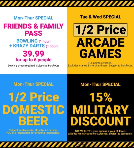 Graphic of daily specials and passes information